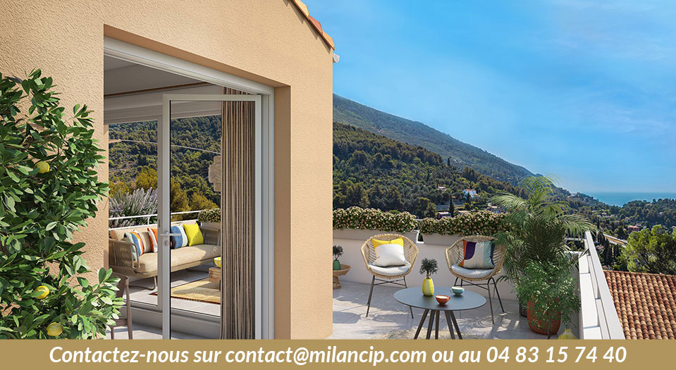 Programme investissement MENTON Nue Propriété- vue terrasse