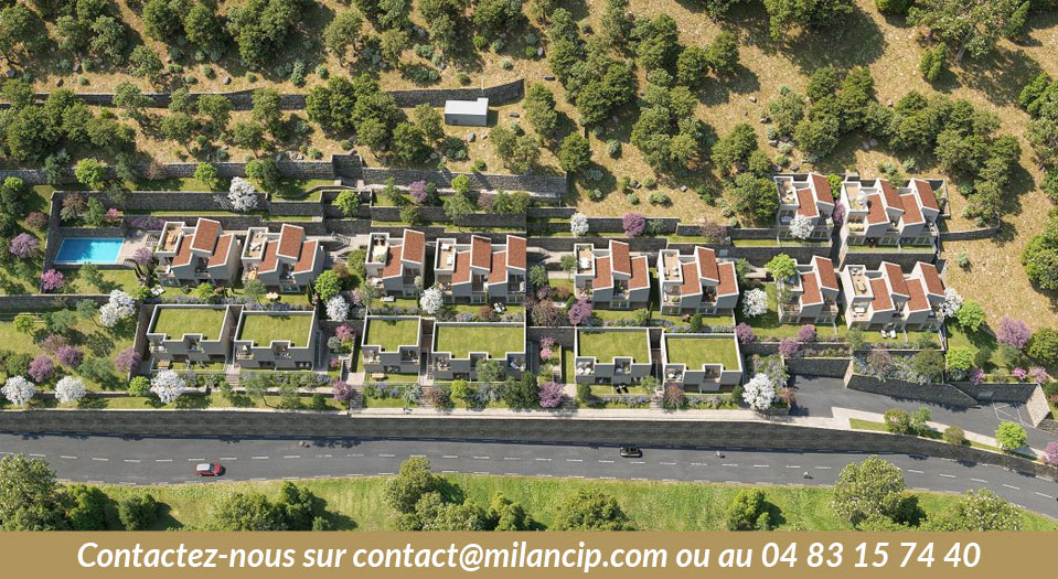 Vue aérienne du domaine résidentiel des appartements neufs La Turbie