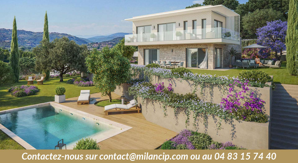 Seconde villa contemporaine avec piscine – Immobilier neuf à LA ROQUETTE-SUR-SIAGNE