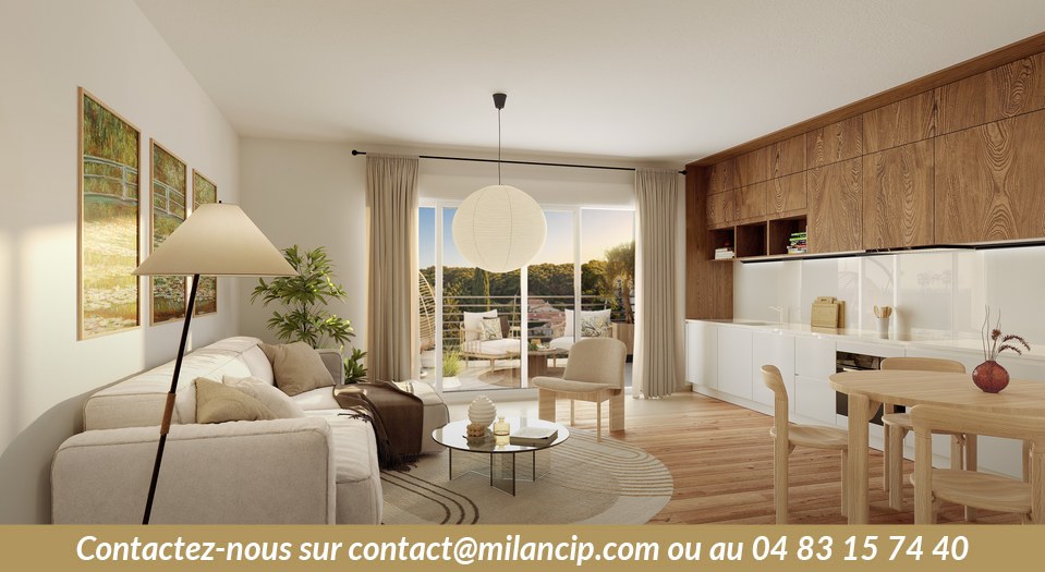 Appartement neuf au Cannet — séjour et cuisine ouverte, résidence neuve lumineuse