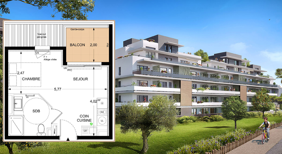 T1 neuf  de 25 m² à Antibes