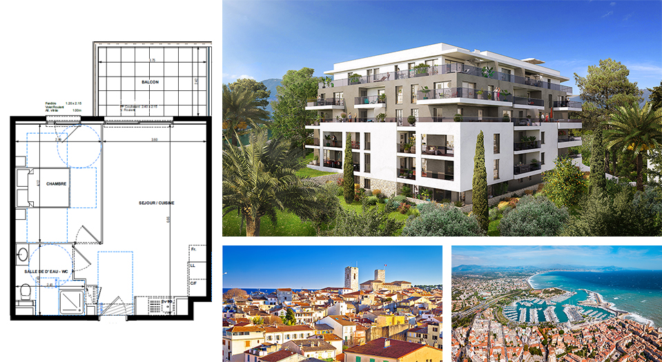 T2 neuf  de 42 m² Antibes