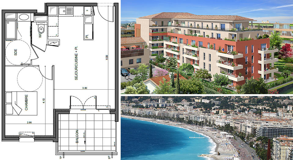 T2 neuf  de 41 m² St Laurent du Var - 3ème étage orienté à l'ouest