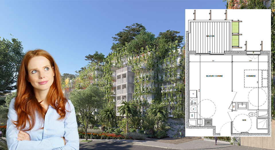 Coquet 2 pièces de 37 m2, Terrasse de 8 m2, Vue dégagée verdure, 